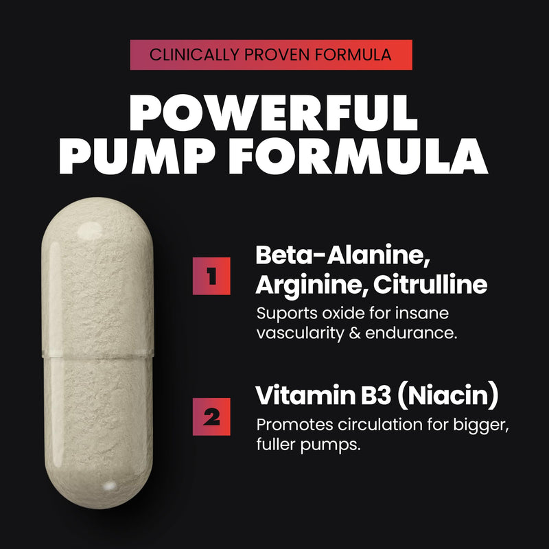 Gains in Bulk L-Arginine Amino Acid Supplement, 90 Capsules | Nitric Oxide Support with L-Citrulline, L-Ornithine, & Vitamin B3, Muscle Pump & Energy, Heart Health Support