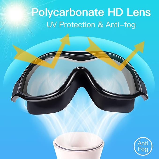 Swim Goggles No Leaking Anti-Fog Pool Goggles Swimming Goggles for Adult Men Women Youth, UV Protection 180° Clear Vision Black With Clear Lens - BeesActive Australia