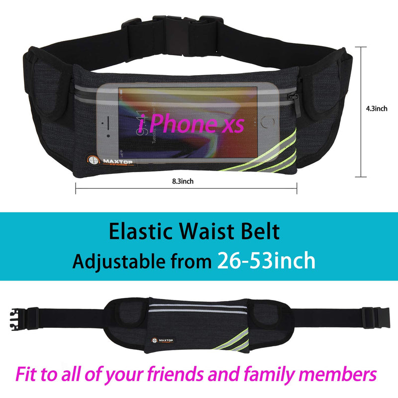 Slim Running Belt Fanny Packs for Women Men, Reflective Waist Pack Phone Holder for Walking Fitness Workout Exercise,Water Resistant Running Travel Belt Bag Jogging Pouch, Gym Accessories for Runner Black(Gift with A Running Water Bottle) - BeesActive Australia
