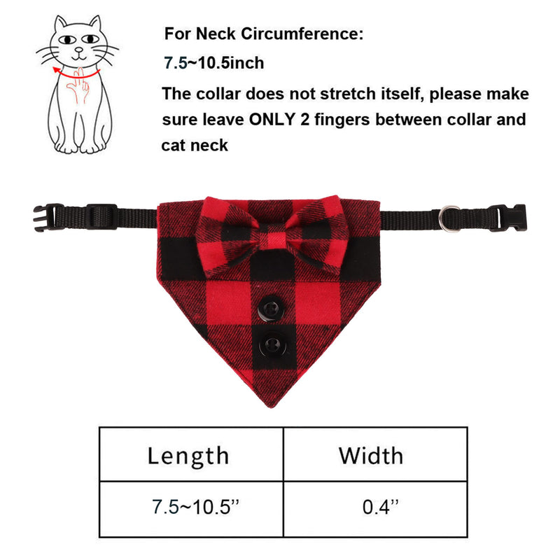 ADOGGYGO Christmas Cat Tuxedo Collar, Red Plaid Cat Christmas Collar with Bowtie, Adjustable Pet Christmas Costumes Collars for Cat Kitten (Red Plaid-1) Red Plaid-1 - BeesActive Australia
