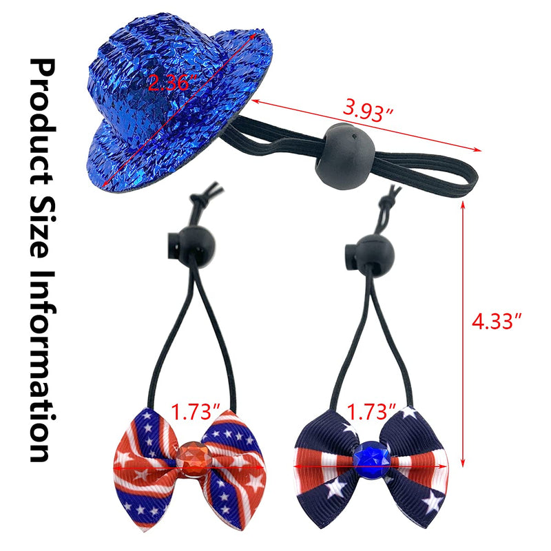 Vehomy Small Animal Independence Day Costume - 4th of July Hamster Hat and 2Pcs Bowtie Collars for Bearded Dragon Lizard Parrot Chicken and Other Similar Small Pets 3Pcs - BeesActive Australia