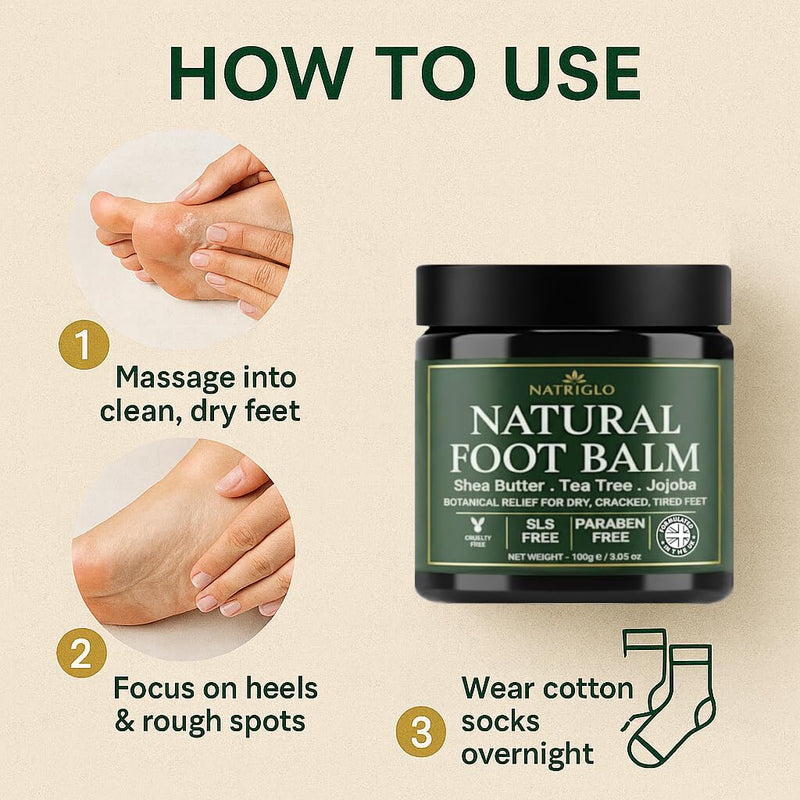Organic Tea Tree Foot Balm for Dry Cracked Feet & Heels - Intensive Callus Remover & Foot Repair Cream with Shea Butter - Moisturizer for Rough Hard Skin & Cracked Heel Treatment for Men & Women 3.5 Ounce (Pack of 1) - BeesActive Australia