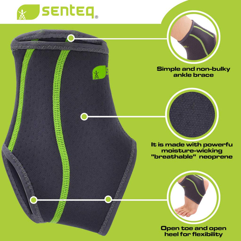 SENTEQ Ankle Brace for Men & Women- Compression Support for Sprained Ankles & Plantar Fasciitis, Elastic Neoprene Slim Sleeve for Jogging & Running, Ankle Stabilizer and Support for Walkers (Medium) Medium (Pack of 1)