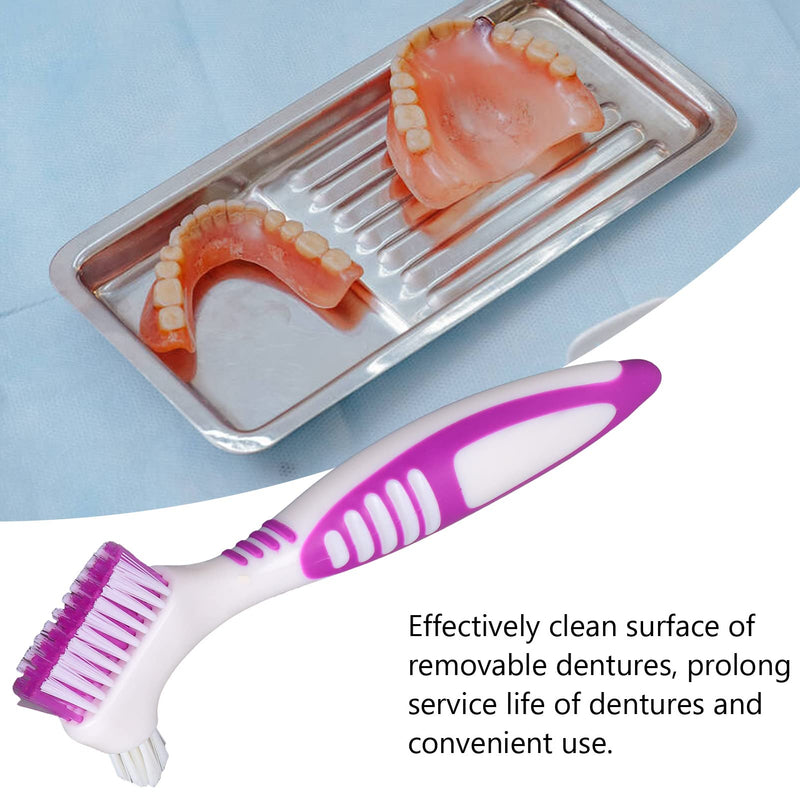 Denture Brush Denture Toothbrush Cleaning Brush with Multi-Layered,Portable Denture Double Sided Brush,Premium Hygiene Denture Cleaner Set for Denture Care Denture Cleanser Tool