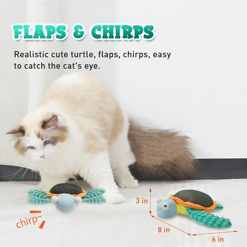 Cat Toys, Flapping Fins Cute Turtle, Vibrating Cat Kicking Toy, Fluffy Plush Animal Toy for Small Dogs, Kitten Catnip Toy, Interactive Cat Toys for Kitty Exercise, Rechargable - BeesActive Australia