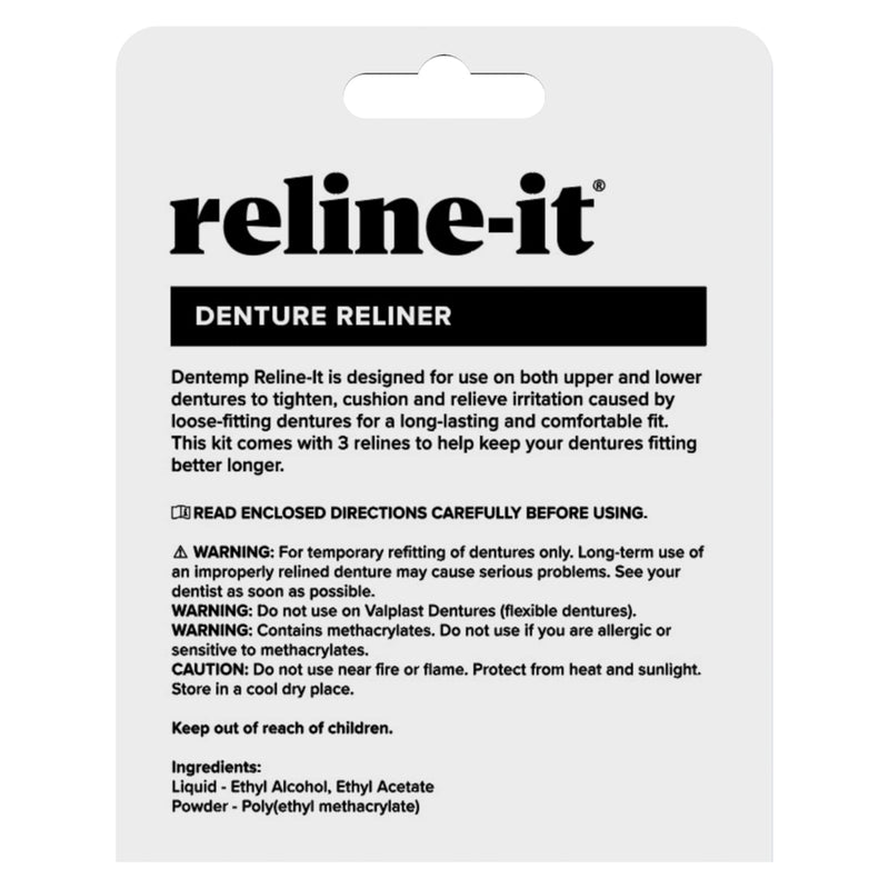 Dentemp Denture Reline Kit Value Pack - Advanced Formula Reline It Denture Reliner - Denture Kit to Refit and Tighten Dentures for Both Upper & Lower Denture - 3 Relines (Packaging May Vary) 1 Pack (3 Relines)