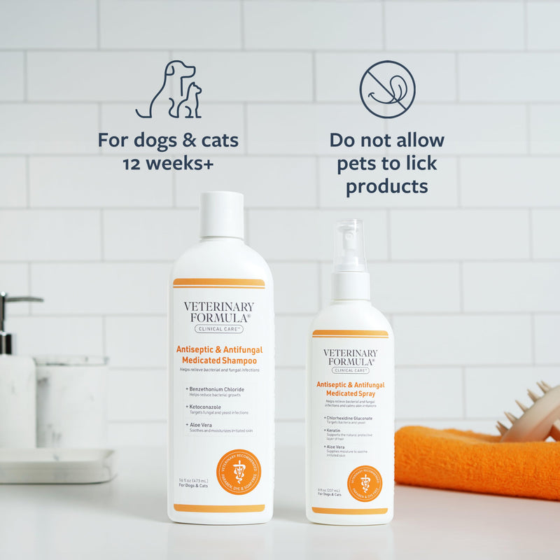 Veterinary Formula Clinical Care Antispetic and Antifungal Shampoo and Spray Pack of 2 - PawsPlanet Australia
