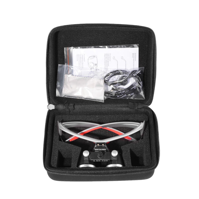 Loupes 2.5X 3.5X Magnification Binocular Magnifier Optical Glass Lens (3.5X, Silver)