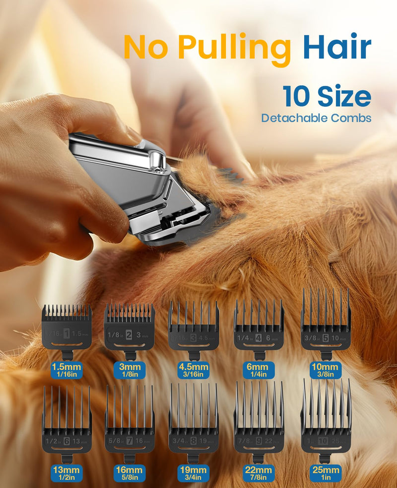 oneisall Dog Clippers for Grooming for Thick Heavy Coats/Low Noise Rechargeable Cordless Pet Shaver with Stainless Steel Blade/Waterproof Dog Shaver for Dogs Pets and Animals (Sliver) A Stainless Steel - BeesActive Australia