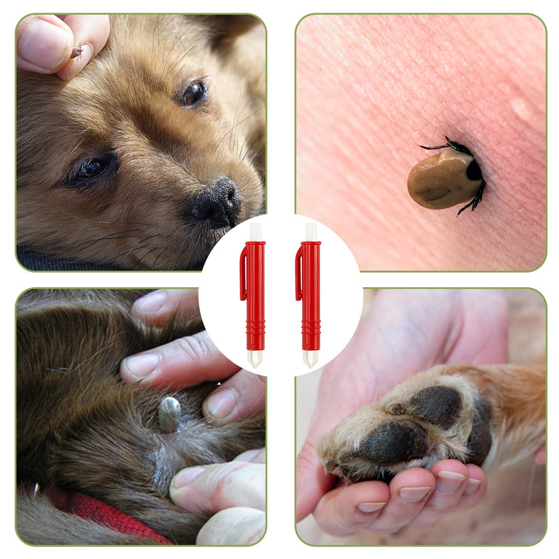 Nepfaivy Tick Tweezers for Dogs, Cats, People - Set of 2 Tick Tweezers for Children and Pets, Simple and Safe Tick Remover for Ticks of Any Size, Red - BeesActive Australia