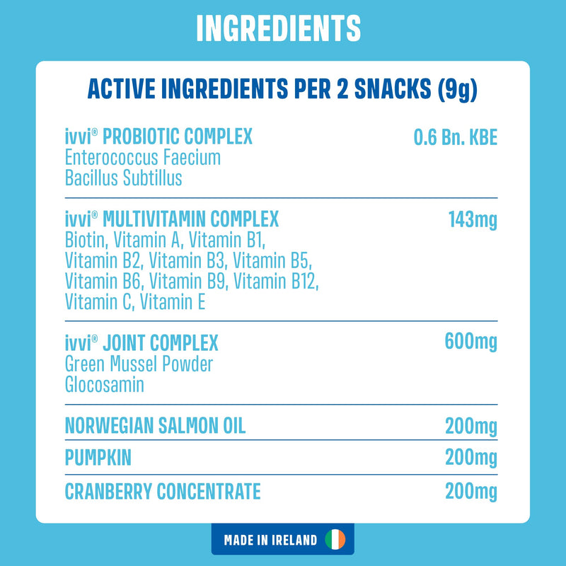 ivvi Multivita food supplements for dogs as snacks - All-round care for a happy dog's life - 60 tasty snacks (270g) with chicken