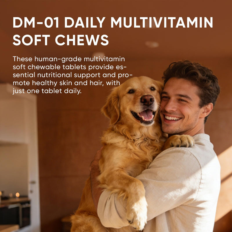 Daily Multivitamin for Dogs, Multivitamin Itch Relief Chews with Folic Acid, Salmon Oil, Probiotics & Vitamins, Skin and Coat Healthy, Gut Health & Boost Immunity, Beef Flavor, 60 Chew (1) 1