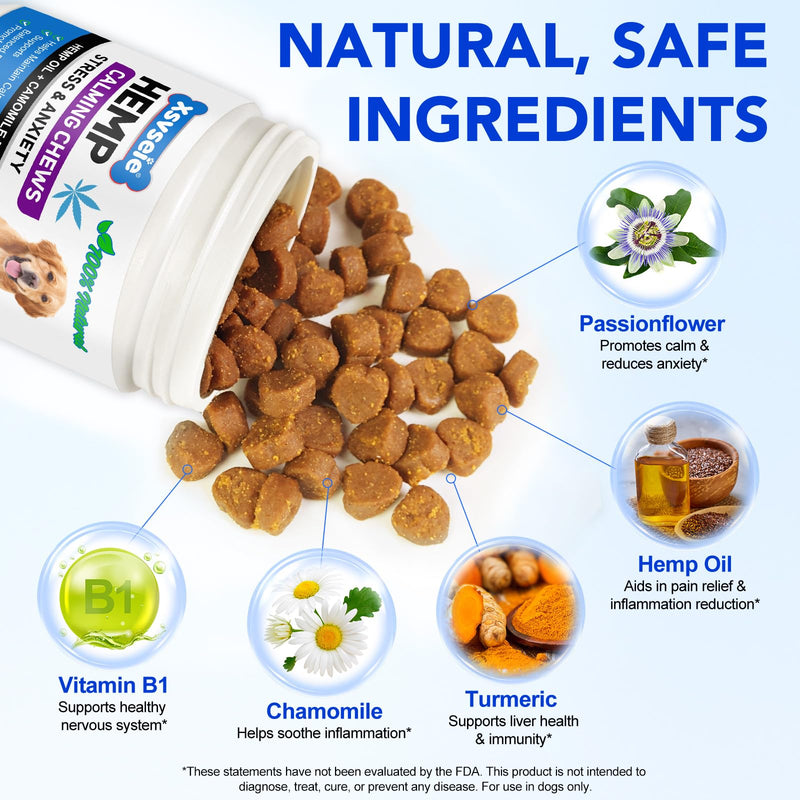 Calming Treats for Dogs,Hemp Calming Chews for Dogs,Relieving Dog Anxiety, Separation, Barking and Stress