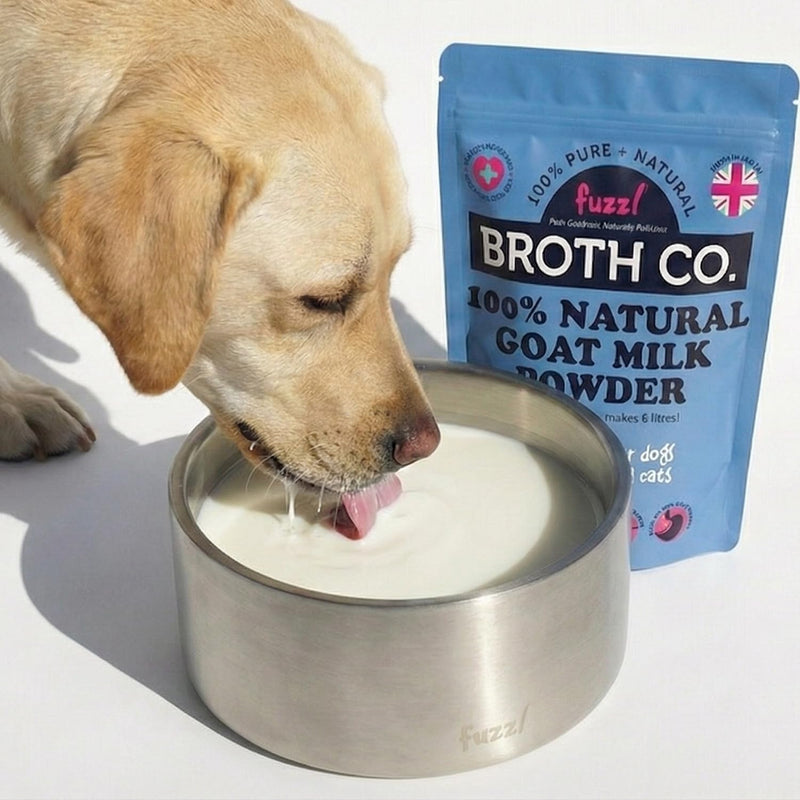Fuzzl Broth Co. 100% Natural Goat Milk Powder for Dogs and Cats (250g) | Human-Grade Puppy & Kitten Milk Replacer | Probiotic Digestive Support & Skin Coat Health | Large Value Pack