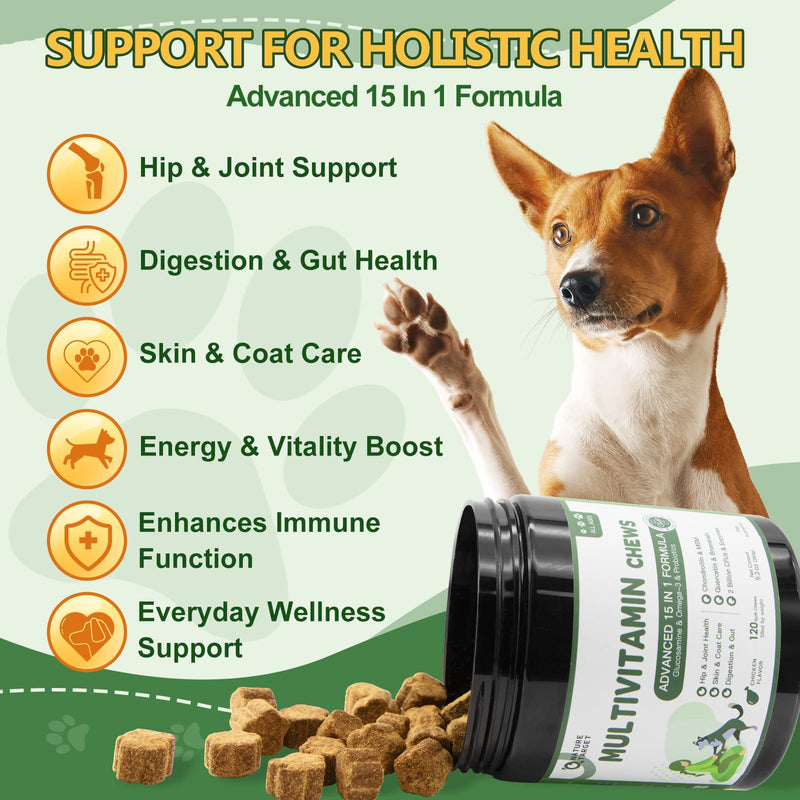 NATURE TARGET Dog Allergy Relief Freeze Dried Chews, with Probiotics, Colostrum for Immune Health - with MSM & Glucosamine, Omegas 3 & 6, Probiotics for Digestive Health