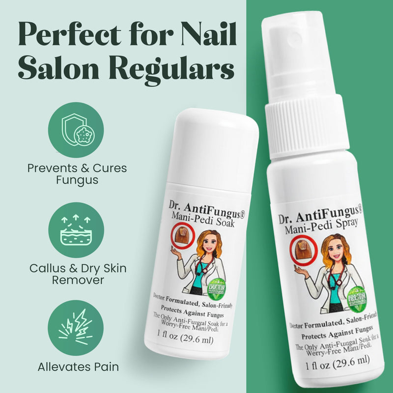 Dr. Antifungus - Mani-Pedi Nail Care Set - Includes Nail Defense Soak & Spray with 1% Tolnaftate - Protect, Cleanse, Dry Skin & Callus Remover - Nail & Cuticle Treatment for Kids and Adults - BeesActive Australia
