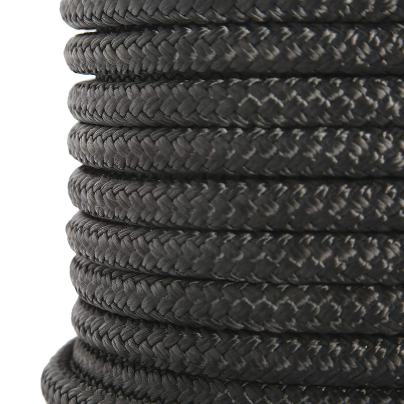 NovelBee 1/2 Inch X 50 Feet Double Braid Nylon Anchor Line with Stainless Steel Thimble and Plastic Chuck (Black) Black - BeesActive Australia