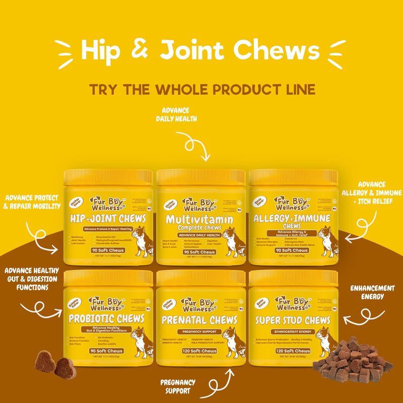 Vet-Strength Hip & Joint Support for Dogs - Fast-Acting Relief for Arthritis, Stiffness & Inflammation - Advanced Mobility, Cartilage, Bone & Muscle Support - Tasty Chicken Soft Chews - 90 Count