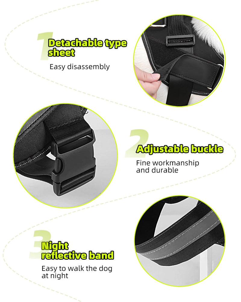 No Choke Dog Harness, No-Pull Reflective Dog Vest, Breathable Adjustable Pet Harness with Handle for Small, Dogs Outdoor Easy Walk, No Pull Harness(Black, Small) - BeesActive Australia