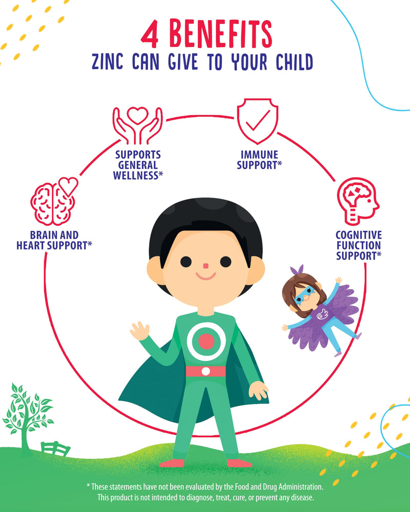 Zinc Gummies for Kids - Chewable Zinc Gummy Supplement for Children Immune Support - Low Sugar Natural Antioxidant Non-GMO Vitamin Chewables for Toddlers & Teens - 2Pack 120 Count (Pack of 1)
