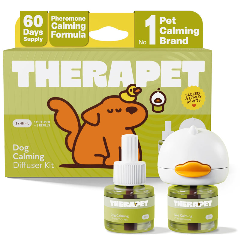 TheraPetMD 60-Day Dog Calming Diffuser Kit - Dog Pheromone Diffuser for Stress, Destructive Behavior, Pee Accidents, Separation Anxiety, Barking, Aggression & Chewing - 60-Day Refills Included 1 Pack