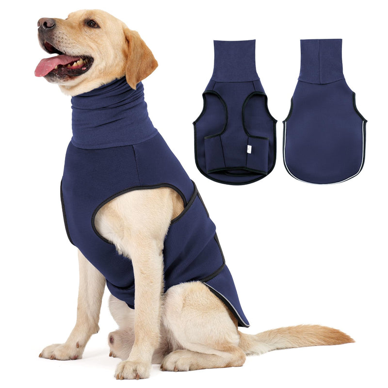 Dotoner dog coat to relieve anxiety, calming vests for dogs and cats with earmuffs, soft hoodie, reduces noise, calming vest with reflective strips, calming aid, M, ocean blue - BeesActive Australia