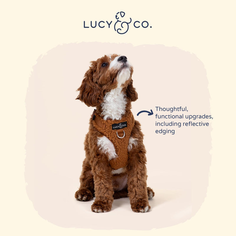 Lucy & Co. Cute No-Pull Cinnamon Teddy Harness - Stop Pulling & Walk Easy - Harness Available in XS-XL for Small, Medium, and Large Dogs - Teddy Brown (Medium) - BeesActive Australia