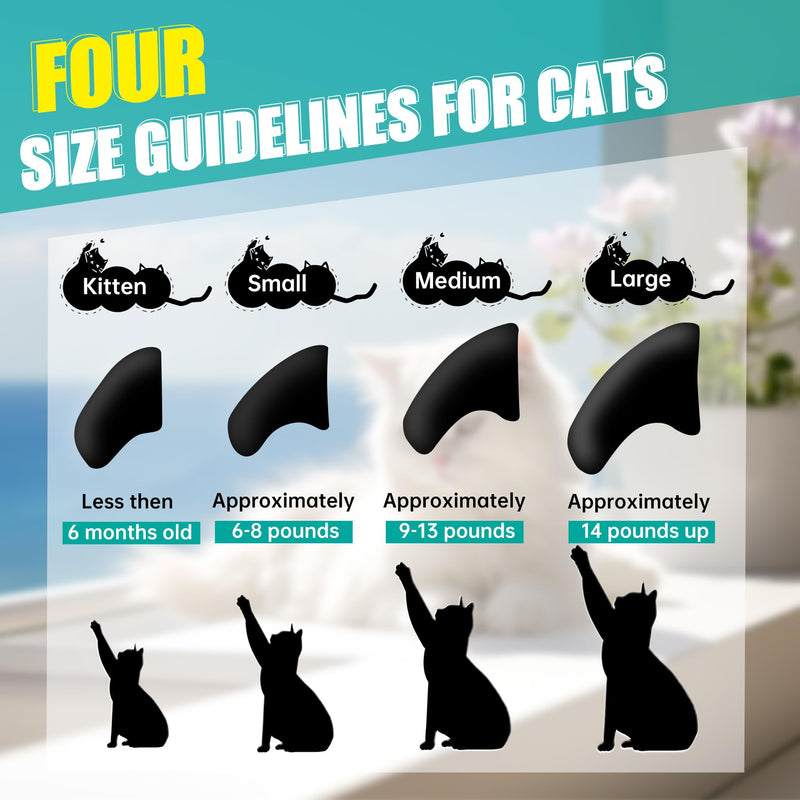 100 pcs Cat Nail Caps | Cat Claw Covers with Adhesives and Applicators | Black (XS) XS - BeesActive Australia