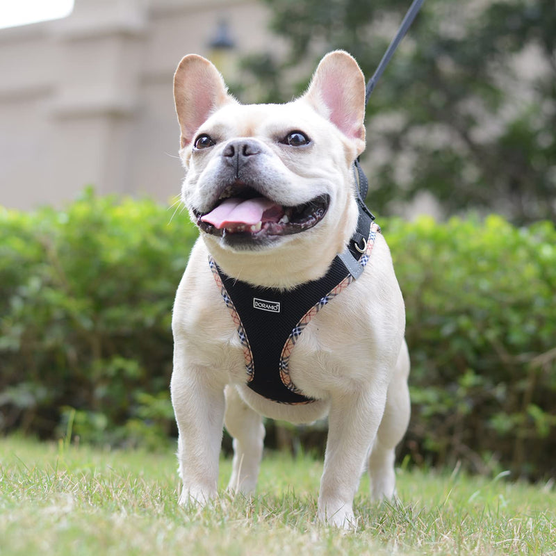 DORAMIO Dog Harness Small Dogs with Leash, Step-in Harness Reflective Breathable Chest Harness Anti Pull Safety Harness Cat Harness for Small Dogs, Cats (Black Yellow, XS) Black Yellow - BeesActive Australia