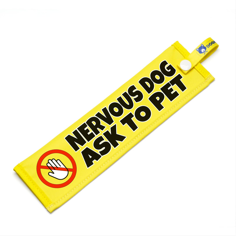 Nervous Dog Ask To Pet Sleeve for Reactive Nervous Dogs, Reflective, Waterproof, Double Sided Slip-on for the Dog Lead (Yellow - Don't Touch Sign) Yellow - Don't Touch Sign