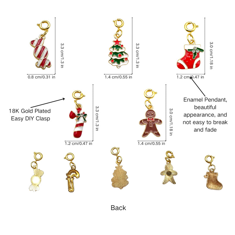 5 Pcs Easy DIY Charms Set - Pet Necklace Charms Set-Christmas Gift for Cat & Dogs - Cute Merry Christmas Pendant - Cat & Dog Necklace Collar Accessories - 18K Gold Plated & Enamel Pendant - BeesActive Australia