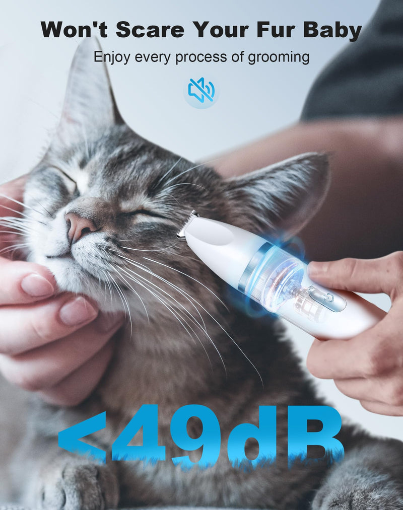 3 in 1 Small Dog Grooming Kit, 2 Speed Rechargeable Dog Hair Clippers with Guards, Low Noise Electric Dog Paw Trimmer & Nail Grinder, Cordless Pet Shaver for Small Dogs and Cats(White) White - BeesActive Australia