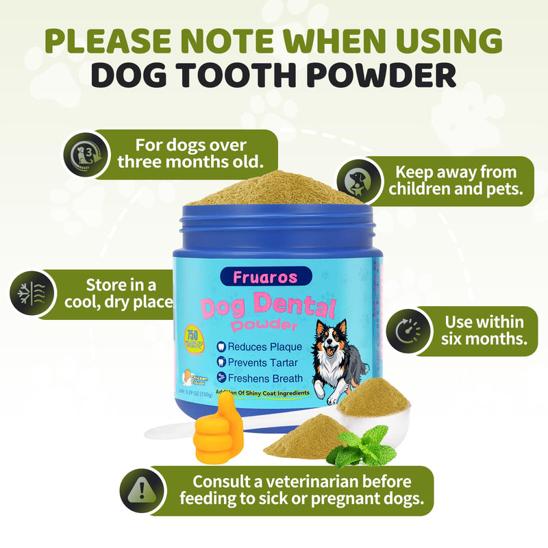 [3-in-1] Dog Dental Powder for Plaque and Tartar Support - 750M CFU Probiotics & Brown Algae Dog Breath Freshener - Vet-Grade Teeth Cleaning, Gut & Coat Health - 5.3 oz (150g) for Medium Breeds Medium Dogs (5.3 oz / 150g) - 75 Day Supply