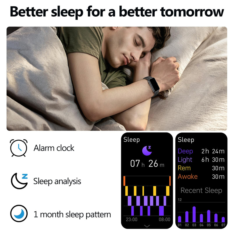 Fitness Tracker with Heart Rate, Sleep Monitor, 100+Sports Modes Smart Watches for Men Women, IP68 Waterproof, Activity & Step Tracker Watch for Android/iOS Phones (Silver) Silver