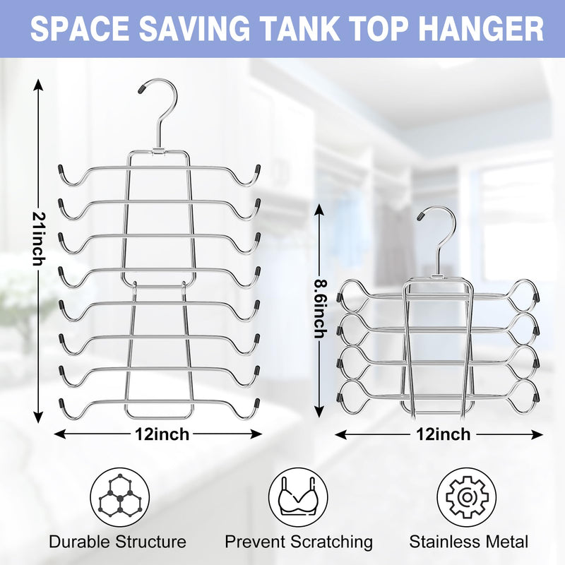 4Pcs Tank Top Hangers Space Saving Hanger Organizer Bra Hangers for Closet Organizer 360° Rotating Metal Closet Organizers and Storage Lingerie for Cami Bras Belts Swimsuits Lingeries Silver 4 Pack