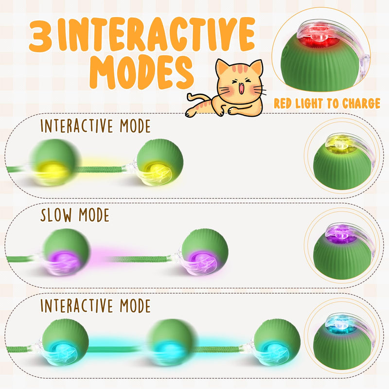 6 Pack Interactive Ball Cat Toy 360° Automatic Smart Rolling Ball Cat Toy Electric Ball Dog Toy Self Rolling Dog Ball for Large and Small Dogs and Cats - BeesActive Australia