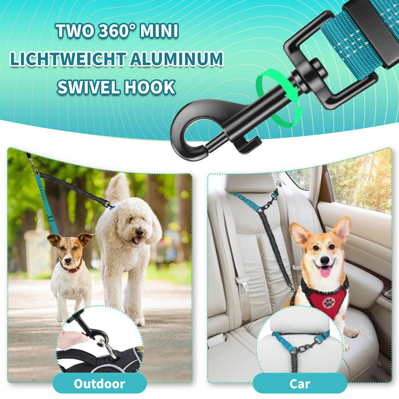 Double Dog Leash for Two Dogs - 2-in-1 Upgraded Double Leash for Two Dogs with Adjustable Strap & Shock Absorbing Bungee, No Tangle Dual Training Splitter (Purple) - BeesActive Australia