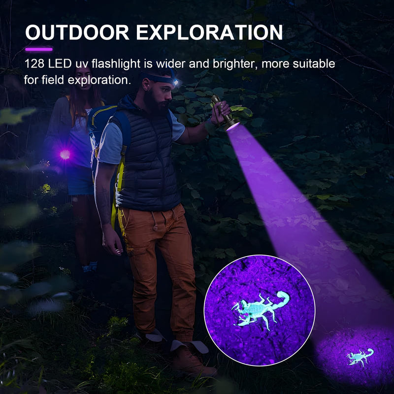 ESCO LITE UV Black Light Flashlight, Powerful 128LED Handheld Ultraviolet Flashlight Upgraded Bright Blacklight Detector for Dog Urine, Scorpion and Bed Bug - BeesActive Australia
