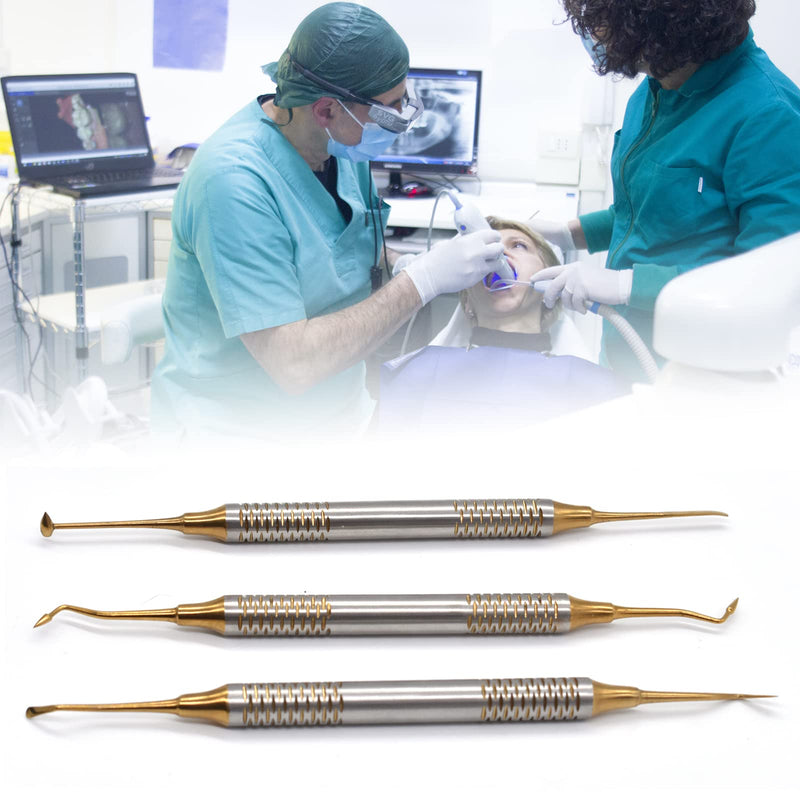 Angzhili 6 Pcs/Kit Dental Composite Resin Filled Scraper,Non Stick Dental Filling Spatula,Double headed Dental Restoration Tool (Gold) Gold - BeesActive Australia