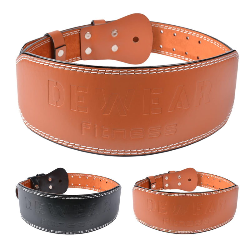 Leather Weight Lifting Belt, 4”& 6”Padded Lumbar Back Support, 10 Adjustable Holes, Gym Weight Belt Ideal for Deadlift, Powerlifting, Bodybuilding and Squat 4-Inch Brown M (28"-32")