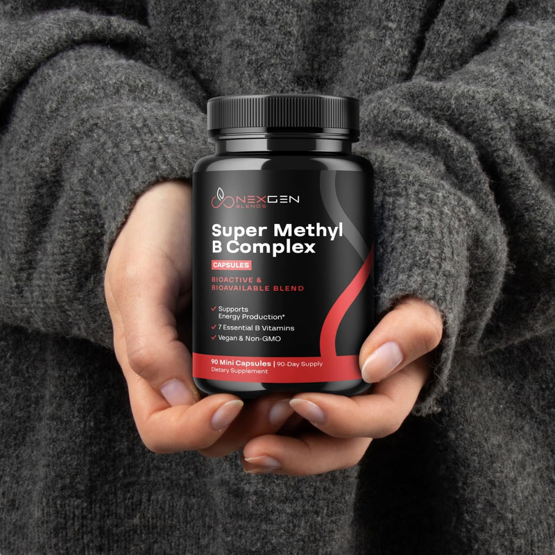 Methylated B Complex Vitamin Supplement - Bioactive Methyl B Complex with 5-MTHF Methyl Folate & B12 Methylcobalamin for Brain Heart Energy & Homocysteine Support - Super Vitamin B Complex - 90 Caps 90 Count (Pack of 1)