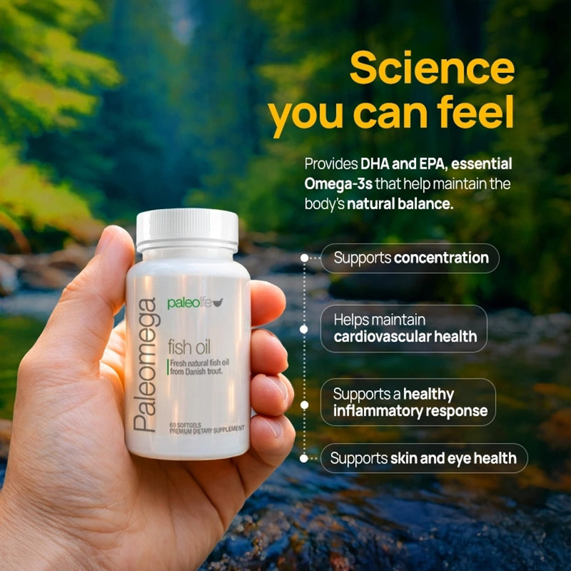 Paleolife - Premium Paleomega Fish Oil. Fresh Natural Fish Oil from Danish Trout - 1500 mg. 60 Soft Capsules (1-Pack) 1