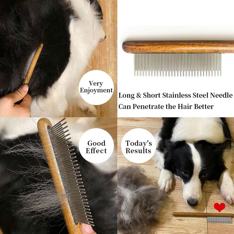 BZKSER cat comb - 2 pieces wooden cat comb, cat brush long hair short hair, stainless steel dog comb, flea comb for cats, suitable for all lengths, effectively removes tangles, mats and loose hair - BeesActive Australia