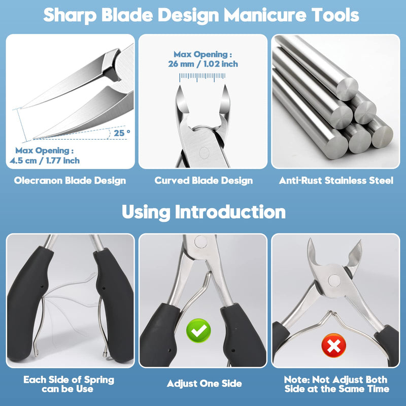 Modacraft 8 PCS Podiatrist Toenail Clippers, Professional Heavy Duty Ingrown & Thick Toe Nail Clippers for Men & Seniors, Pedicure Tools kit with Nail Cutter Super Sharp Curved Blade Manicure Tools Heavy Duty Set - BeesActive Australia