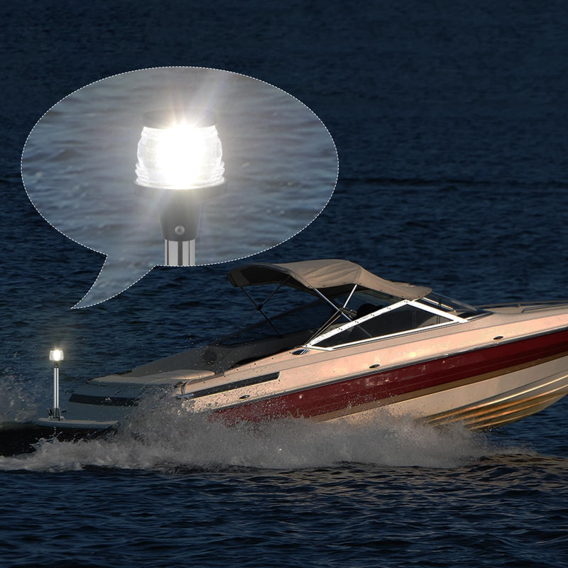 13 Inchs Stern Anchor Light, Navigation Lights, All Round White LED, 2NM Visibility, Stainless Steel Pole, Removable 2 Pin Plug-in Mount, 10-24V DC