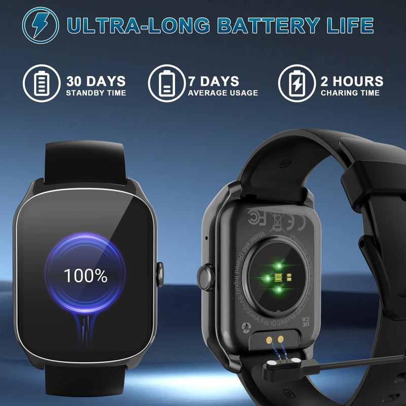 Smart Watch for Men Women, 1.95'' HD Curved Screen Smartwatch(Answer/Make Call), Fitness Tracker with 112 Sport Modes, IP68 Waterproof Fitness Watch with Heart Rate/Sleep Monitor/Pedometer/Calories Black