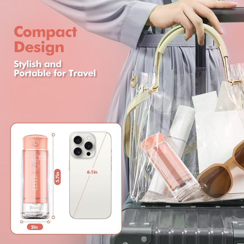 Water Flosser Mini Cordless Portable: 5 Modes Travel Water Dental Floss with Telescopic Water Tank, IPX7 Waterproof Oral Irrigator for Teeth Cleaning Gums,Orthodontic,Braces Dental Care (Peach Fuzz) Peach Fuzz