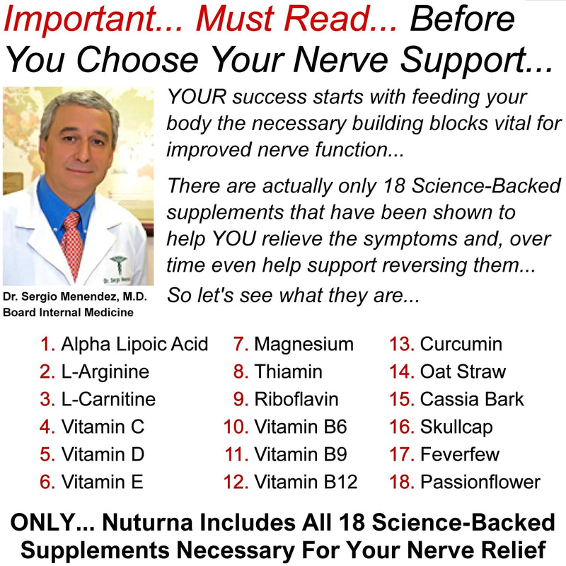 Neuroturna Support Supplement with 1200 mg Pure Alpha Lipoic Acid - Maximum Strength Formula with ALA + Vitamins + Minerals + Herbs - Best Natural Support - 180 Capsules