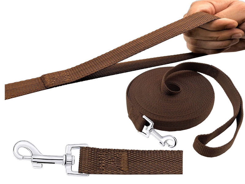 15ft 20ft 30ft 40ft 50ft Long Dog/Puppy Lead Obedience Recall Training Dog Leashes for Small Medium Dogs Camping, Training, Play, or Backyard (15 FT, Brown) 15 FT - BeesActive Australia