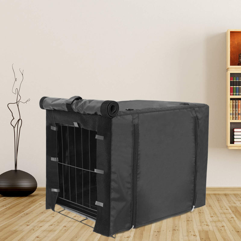 Durable Dog crate cover Double Door for large pet Kennel Covers Universal Fit for 24 30 36 42 48 inches Wire Dog Crate (24 Inch (24" L x 18" W x 20" H))-Black 22.0"L x 16.0"W x 18.0"H - BeesActive Australia